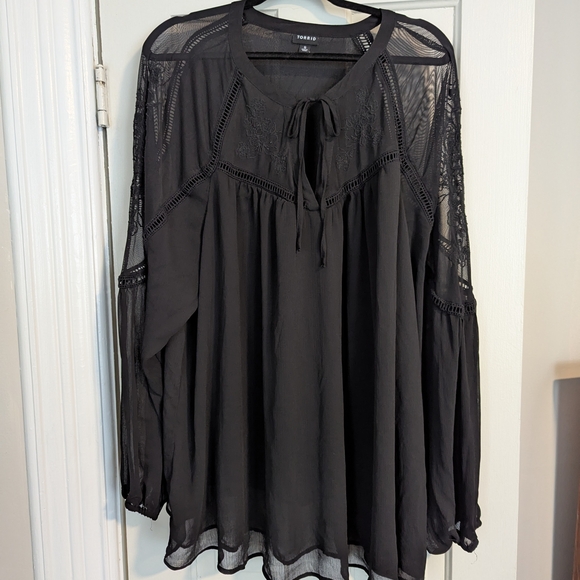 torrid Tops - Black Sheer Lace Blouse